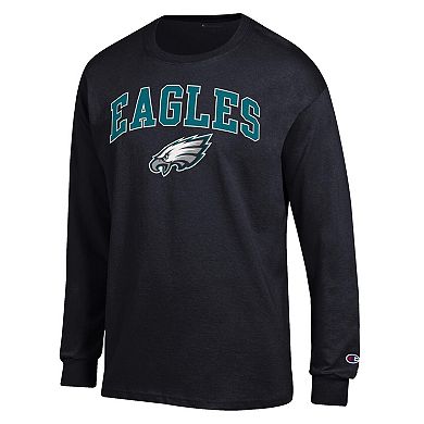 Men's Champion Black Philadelphia Eagles Arch Over Logo Long Sleeve T-Shirt