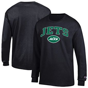 Men's Champion Black New York Jets Arch Over Logo Long Sleeve T-Shirt