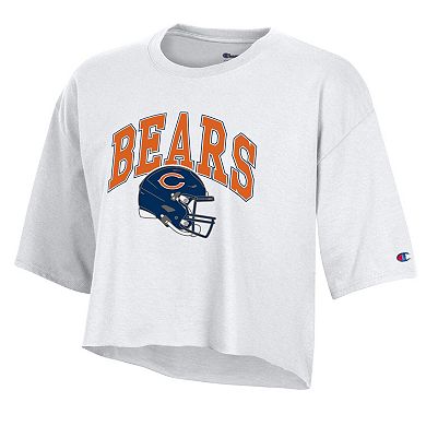 Women's Champion White Chicago Bears Boyfriend Cropped T-Shirt