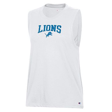 Women's Champion White Detroit Lions Muscle Tank Top