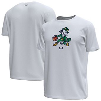 Men's Under Armour White Notre Dame Fighting Irish Basketball Leprechaun Tech Stretch T-Shirt