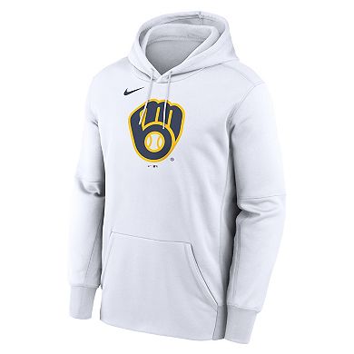 Men's Nike White Milwaukee Brewers Logo Club Hoodie