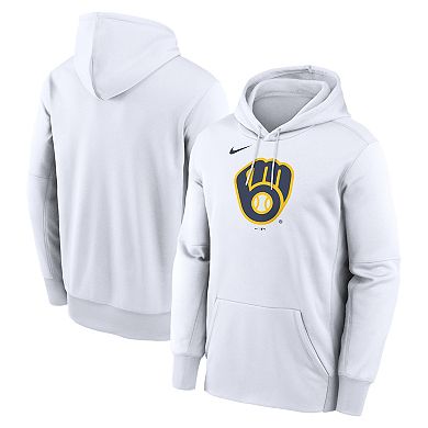Men's Nike White Milwaukee Brewers Logo Club Hoodie