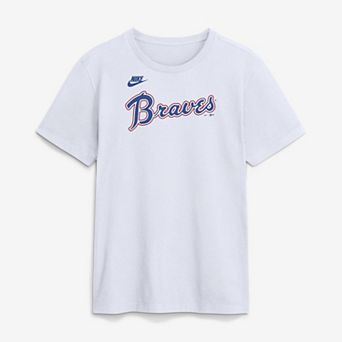 Men's Nike White Atlanta Braves Cooperstown Collection Wordmark T-Shirt