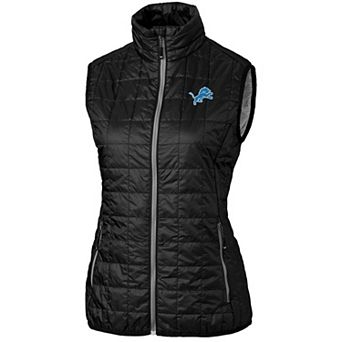 Women's Cutter & Buck Black Detroit Lions Rainier PrimaLoft Eco Full-Zip Vest