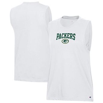 Women's Champion White Green Bay Packers Muscle Tank Top