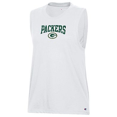 Women's Champion White Green Bay Packers Muscle Tank Top