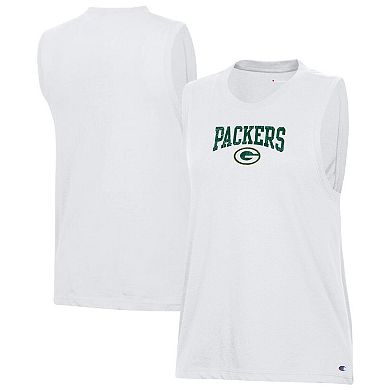 Women's Champion White Green Bay Packers Muscle Tank Top