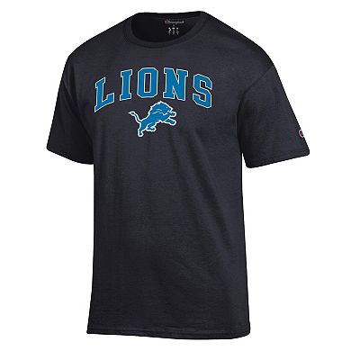 Men's Champion Black Detroit Lions Arch Over Logo T-Shirt
