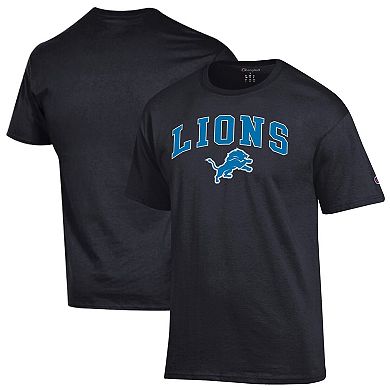 Men's Champion Black Detroit Lions Arch Over Logo T-Shirt