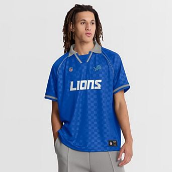 Men's Fanatics Blue/Gray Detroit Lions Homerun Raglan V-Neck Polo