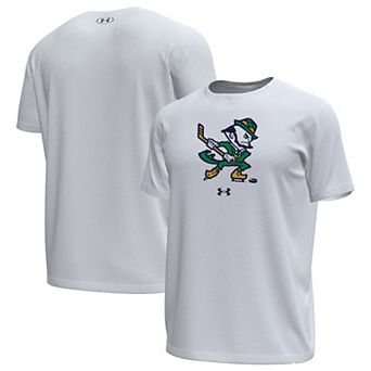 Men's Under Armour White Notre Dame Fighting Irish Hockey Leprechaun Tech Stretch T-Shirt