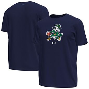Men's Under Armour Navy Notre Dame Fighting Irish Basketball Leprechaun Tech Stretch T-Shirt