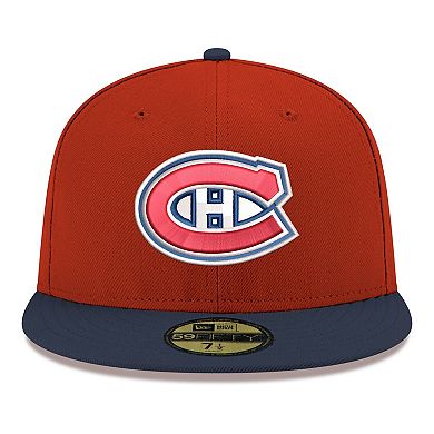 Men's New Era Red Montreal Canadiens Core Logo Two-Tone 59FIFTY Fitted Hat