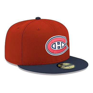 Men's New Era Red Montreal Canadiens Core Logo Two-Tone 59FIFTY Fitted Hat