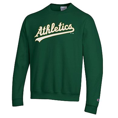 Men's Champion Green Athletics Powerblend Wordmark Sweatshirt