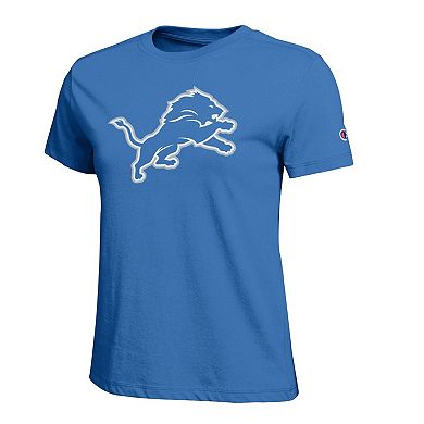 Women's Champion Blue Detroit Lions Logo T-Shirt