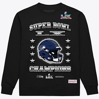 Men's Mitchell & Ness Black Seattle Seahawks Super Bowl LX Champions Helmet Sweatshirt