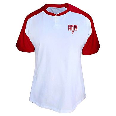 Women's Profile Bryce Harper White Philadelphia Phillies Plus Size Name & Number Raglan Henley T-Shirt