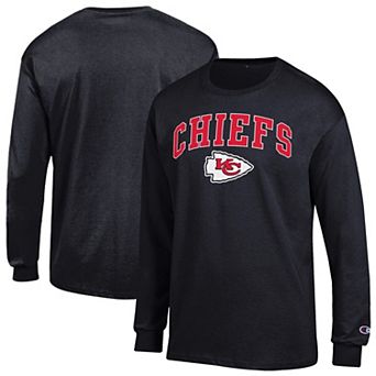 Men's Champion Black Kansas City Chiefs Arch Over Logo Long Sleeve T-Shirt