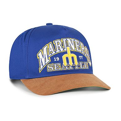 Men's '47 Royal/Brown Seattle Mariners Cooperstown Break Wood Suede Hitch Adjustable Hat