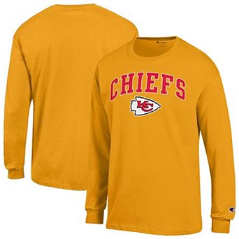 Men's Champion Gold Kansas City Chiefs Arch Over Logo Long Sleeve T-Shirt