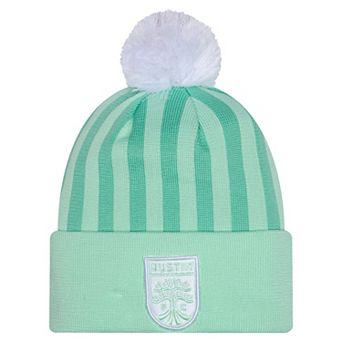 Youth New Era Mint Austin FC Jersey Hook Cuffed Knit Hat with Pom