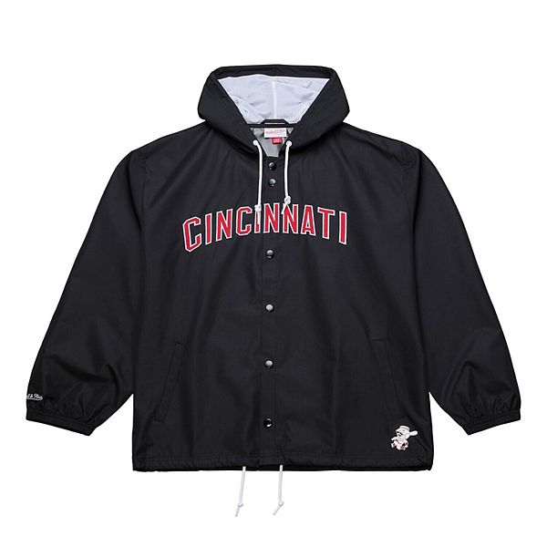 Men's Mitchell & Ness Black Cincinnati Reds Full-Snap Hooded
