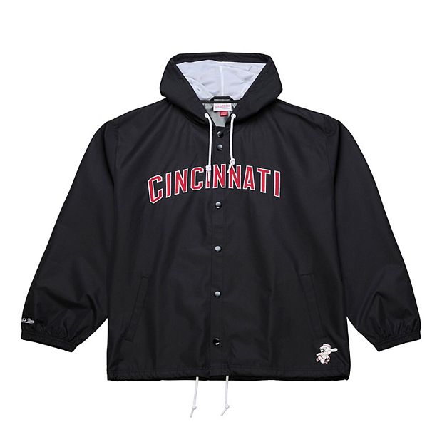 Men's Mitchell & Ness Black Cincinnati Reds Full-Snap Hooded