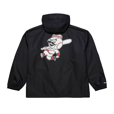 rough & swell CINCINNATI プルオーバー ブラック　L Men's Mitchell & Ness Black Cincinnati Reds Full-Snap Hooded
