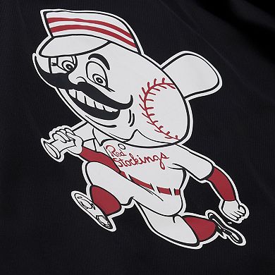 Men's Mitchell & Ness Black Cincinnati Reds Full-Snap Hooded Coaches Jacket