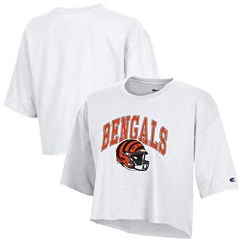 Women's Champion White Cincinnati Bengals Boyfriend Cropped T-Shirt