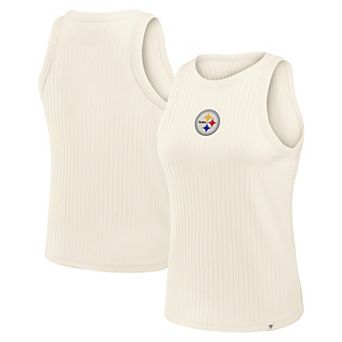 Women's Fanatics Cream Pittsburgh Steelers Star Play Tri-Blend Ribbed Tank Top