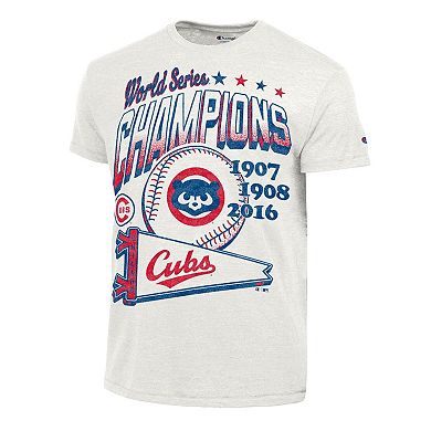 Men's Champion White Chicago Cubs Winning Tradition Cooperstown Tri-Blend T-Shirt