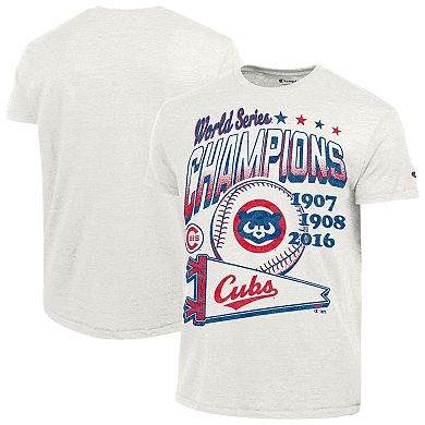 Men's Champion White Chicago Cubs Winning Tradition Cooperstown Tri-Blend T-Shirt