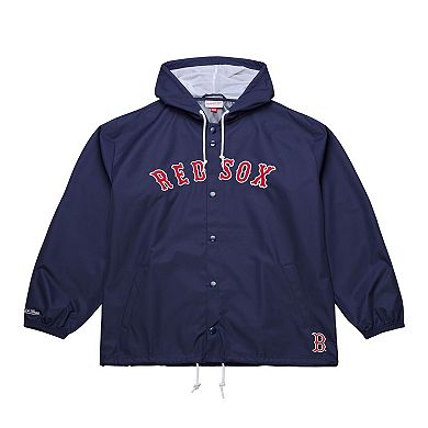 Men's Mitchell & Ness Navy Boston Red Sox Full-Snap Hooded Coaches Jacket