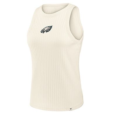 Women's Fanatics Cream Philadelphia Eagles Star Play Tri-Blend Ribbed Tank Top