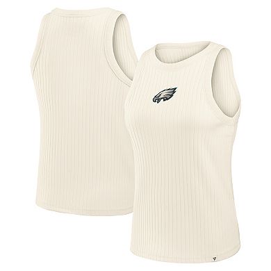 Women's Fanatics Cream Philadelphia Eagles Star Play Tri-Blend Ribbed Tank Top
