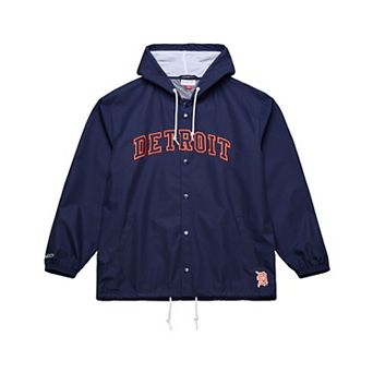 Men's Mitchell & Ness Navy Detroit Tigers Full-Snap Hooded Coaches Jacket