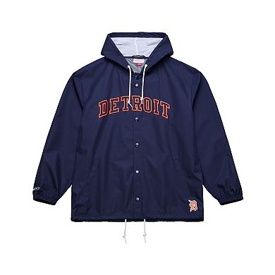 Men's Mitchell & Ness Navy Detroit Tigers Full-Snap Hooded Coaches Jacket