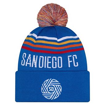 Youth New Era Royal San Diego FC Jersey Hook Cuffed Knit Hat with Pom