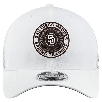 Men's New Era White San Diego Padres 2026 Spring Training Fan Pack 9SEVENTY Adjustable Trucker Hat