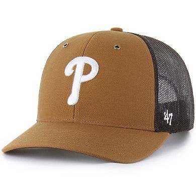 Men's Carhartt x '47 Brown Philadelphia Phillies Trucker Adjustable Hat
