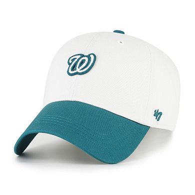 Men's '47 White/Teal Washington Nationals Contemporary Tonal Clean Up Adjustable Hat