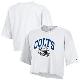 Women's Champion White Indianapolis Colts Boyfriend Cropped T-Shirt