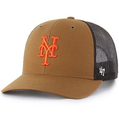 Men's Carhartt x '47 Brown New York Mets Trucker Adjustable Hat