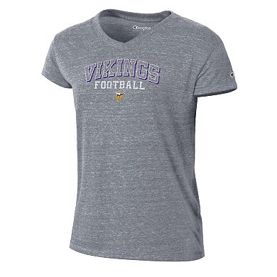 Women's Champion Gray Minnesota Vikings Triumph Tri-Blend V-Neck T-Shirt