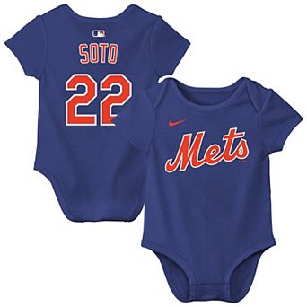 Newborn & Infant Nike Juan Soto Royal New York Mets Name & Number Bodysuit