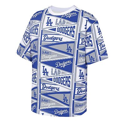 Youth Outerstuff Blue Los Angeles Dodgers All-Over Pennant T-Shirt