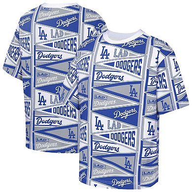Youth Outerstuff Blue Los Angeles Dodgers All-Over Pennant T-Shirt